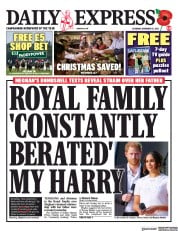 Daily Express (UK) Newspaper Front Page for 13 November 2021