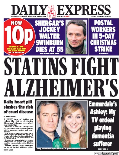 Daily Express Newspaper Front Page (UK) for 13 December 2016