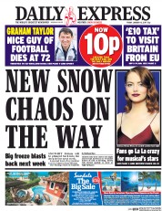 Daily Express (UK) Newspaper Front Page for 13 January 2017