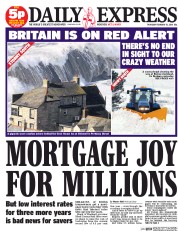 Daily Express Newspaper Front Page (UK) for 13 February 2014