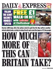 Daily Express (UK) Newspaper Front Page for 13 March 2019