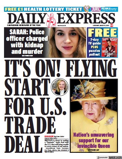 Daily Express Newspaper Front Page (UK) for 13 March 2021