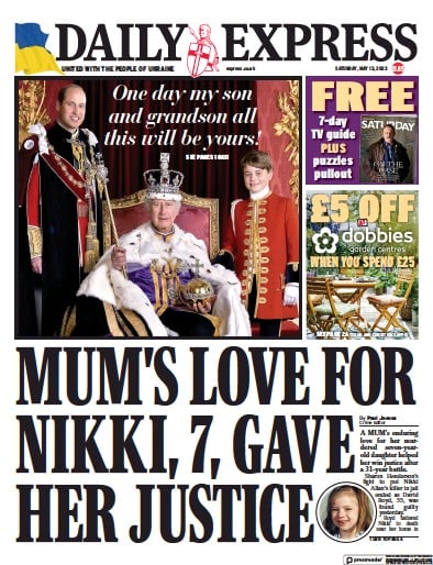 Daily Express Newspaper Front Page (UK) for 13 May 2023