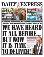 Daily Express front page for 13 May 2025