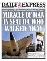 Daily Express front page for 13 June 2025