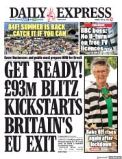 Daily Express (UK) Newspaper Front Page for 13 July 2020