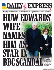 Daily Express (UK) Newspaper Front Page for 13 July 2023