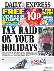 Daily Express (UK) Newspaper Front Page for 13 August 2016