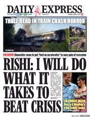 Daily Express (UK) Newspaper Front Page for 13 August 2020