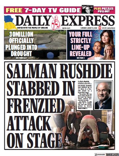 Daily Express Newspaper Front Page (UK) for 13 August 2022