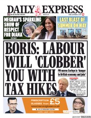 Daily Express (UK) Newspaper Front Page for 13 September 2019