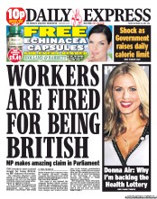 Daily Express (UK) Newspaper Front Page for 14 October 2011