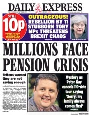 Daily Express (UK) Newspaper Front Page for 14 December 2017