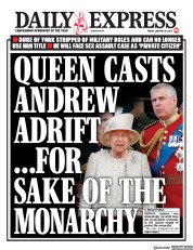 Daily Express (UK) Newspaper Front Page for 14 January 2022