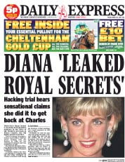 Daily Express (UK) Newspaper Front Page for 14 March 2014