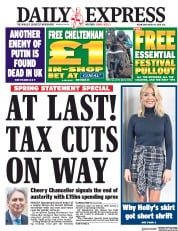 Daily Express (UK) Newspaper Front Page for 14 March 2018