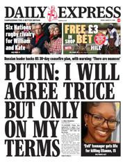 Daily Express front page for 14 March 2025