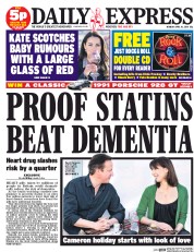 Daily Express (UK) Newspaper Front Page for 14 April 2014