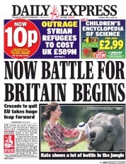 Daily Express (UK) Newspaper Front Page for 14 April 2016