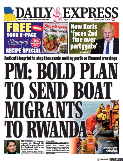 Daily Express Newspaper Front Page (UK) for 14 April 2022