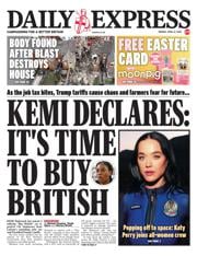 Daily Express front page for 14 April 2025