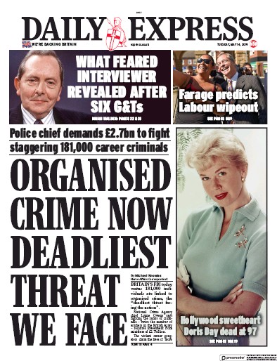 Daily Express Newspaper Front Page (UK) for 14 May 2019