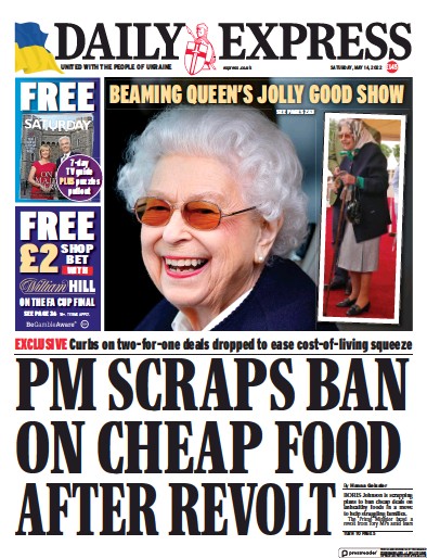 Daily Express Newspaper Front Page (UK) for 14 May 2022