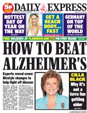 Daily Express (UK) Newspaper Front Page for 14 July 2014