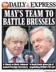 Daily Express (UK) Newspaper Front Page for 14 July 2016
