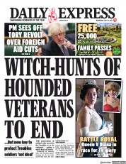 Daily Express (UK) Newspaper Front Page for 14 July 2021