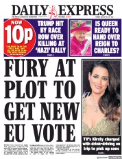 Daily Express (UK) Newspaper Front Page for 14 August 2017