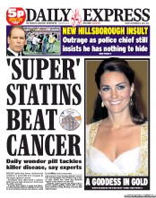 Daily Express (UK) Newspaper Front Page for 14 September 2012