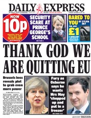 Daily Express (UK) Newspaper Front Page for 14 September 2017