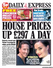 Daily Express (UK) Newspaper Front Page for 15 October 2012