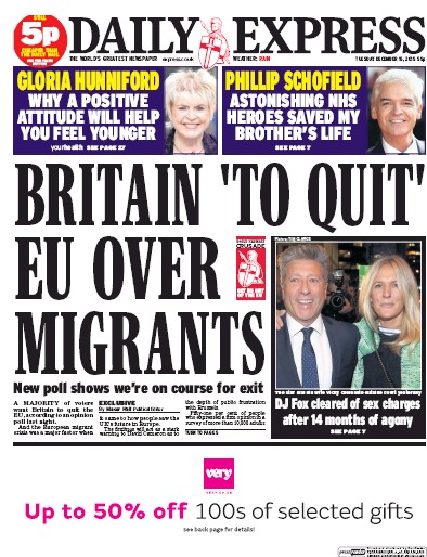 Daily Express Newspaper Front Page (UK) for 15 December 2015