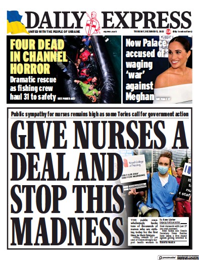 Daily Express Newspaper Front Page (UK) for 15 December 2022