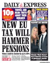 Daily Express (UK) Newspaper Front Page for 15 February 2013