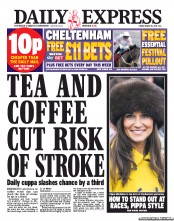 Daily Express (UK) Newspaper Front Page for 15 March 2013