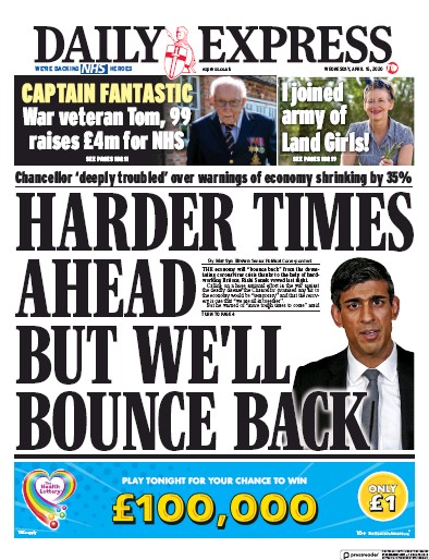Daily Express Newspaper Front Page (UK) for 15 April 2020