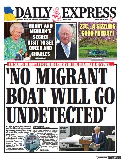 Daily Express Newspaper Front Page (UK) for 15 April 2022