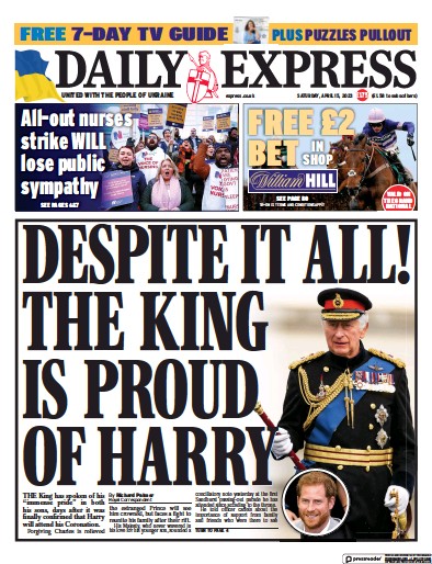 Daily Express Newspaper Front Page (UK) for 15 April 2023