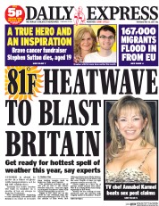 Daily Express (UK) Newspaper Front Page for 15 May 2014