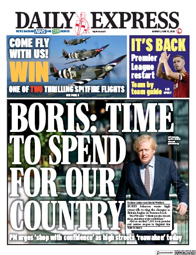 Daily Express Newspaper Front Page (UK) for 15 June 2020