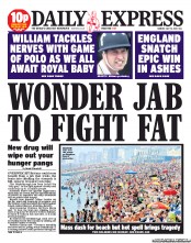 Daily Express (UK) Newspaper Front Page for 15 July 2013