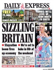 Daily Express (UK) Newspaper Front Page for 15 July 2021