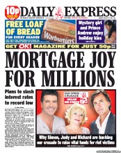 Daily Express Newspaper Front Page (UK) for 15 August 2011