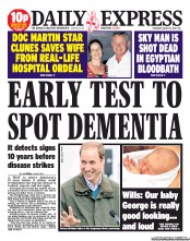 Daily Express Newspaper Front Page (UK) for 15 August 2013