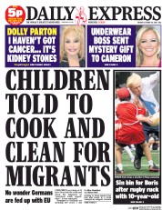 Daily Express (UK) Newspaper Front Page for 16 October 2015