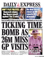 Daily Express (UK) Newspaper Front Page for 16 October 2020