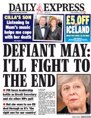 Daily Express (UK) Newspaper Front Page for 16 November 2018
